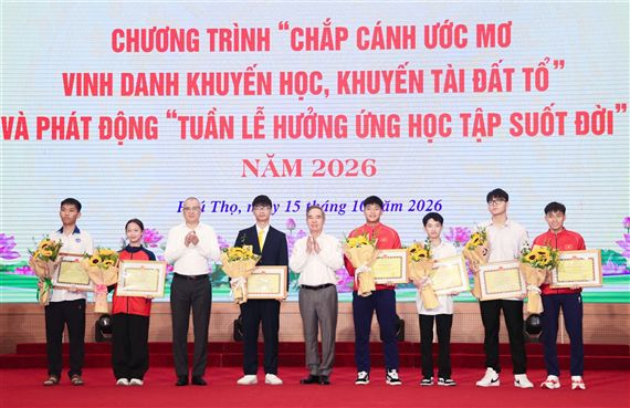 “Chắp cánh ước mơ - Vinh danh khuyến học, khuyến tài Đất Tổ” năm 2026