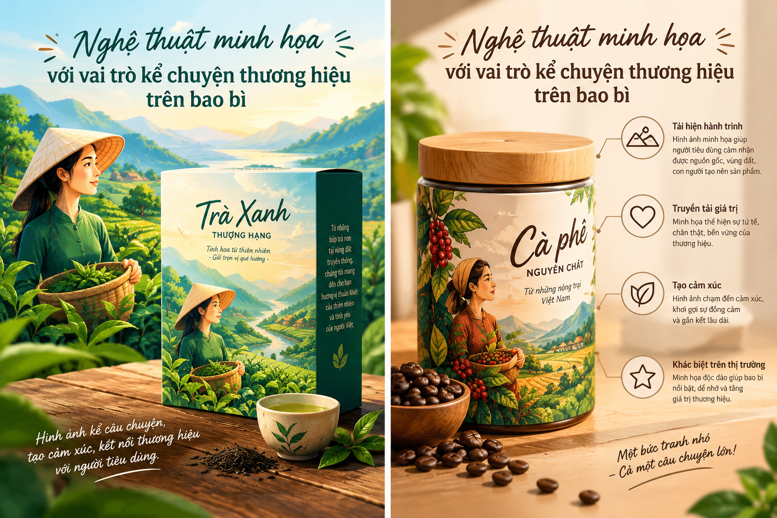 NGHỆ THUẬT MINH HỌA VỚI VAI TRÒ KỂ CHUYỆN THƯƠNG HIỆU TRÊN BAO BÌ